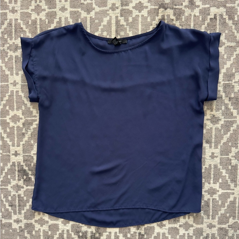 Forever 21 Navy Blue Short Sleeve Blouse